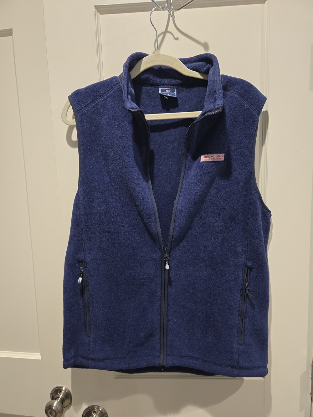 Vineyard Vines Menss Navy Fleece Vest with Zip Pockets
